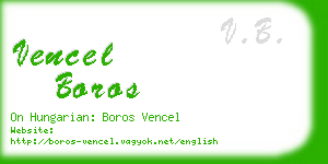 vencel boros business card